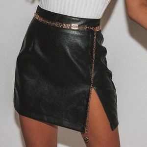 Princess Polly Black Leather Skirt